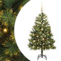 vidaXL Umelý vianočný stromček s pniškami Zelená 150 cm PVC a PE a kov