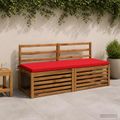 vidaXL Vankúš na lavičku SOEST 100% polyester Červená 140 x 50 x 5 cm