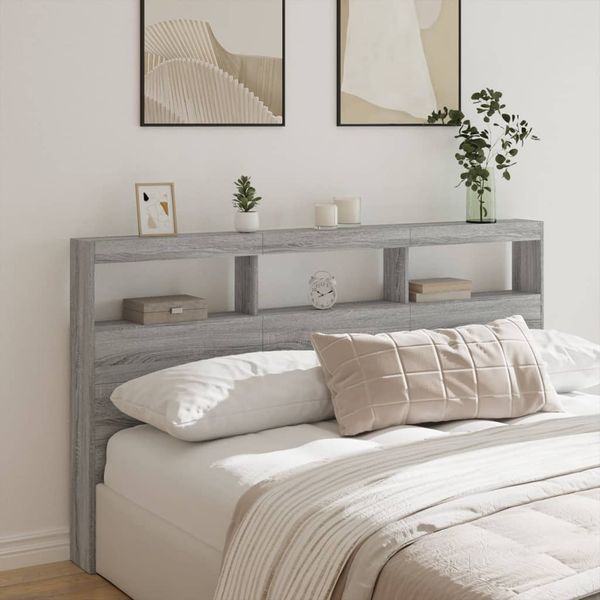 vidaXL Skrinka na čelo postele s LED sivý dub sonoma 120x17x102 cm