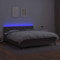 vidaXL Boxspring posteľ s matracom a LED sivá 180x200 cm umelá koža