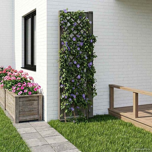 vidaXL Trellis s hrotom Sivá 43 x 6 x 165 cm PP