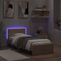 vidaXL Posteľný rám s čelom a LED svetlami dub sonoma 90x200 cm