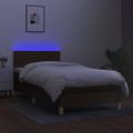 vidaXL Posteľ boxsping s matracom a LED tmavohnedá 80x200 cm látka