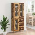 vidaXL Highboard Staré drevo 69,5 x 34 x 180 cm Kompozitné drevo
