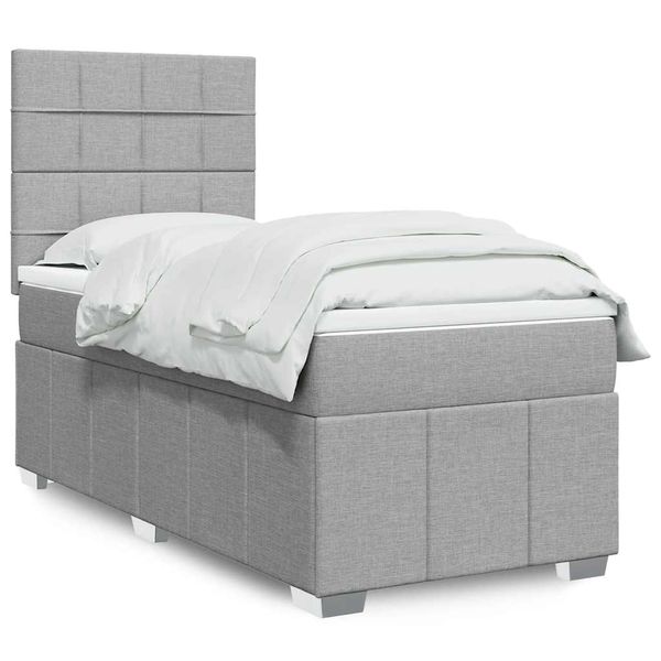 vidaXL Posteľný rám boxsping s matracom bledosivý 90x190 cm látka
