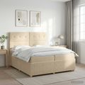 vidaXL Posteľ boxspring s matracom Krémová 200 x 200 cm Látka
