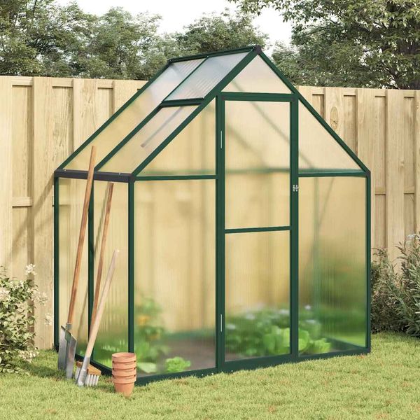 vidaXL Skleník so základovým rámom zelený 169x114x195 cm hliník