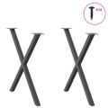 vidaXL Nohy k jedálenskému stolu v tvare X, 2 ks, antracitové, 80 x (72-73) cm, oceľ