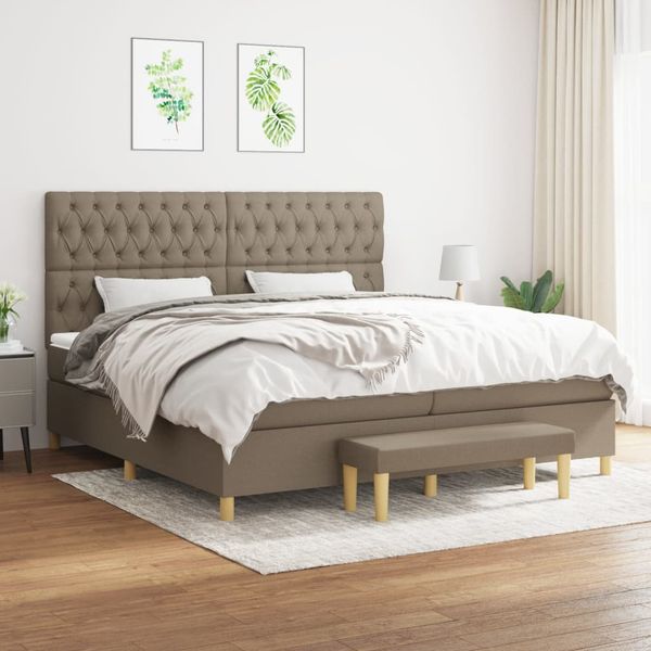vidaXL Boxspring posteľ s matracom sivohnedý 200x200 cm látka