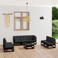 vidaXL 8-dielna záhradná súprava s podložkami borovicový masív