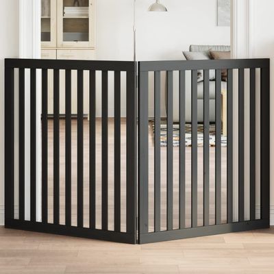 vidaXL Brána pre psa skladacia 2 panely čierna 160 cm topoľové drevo