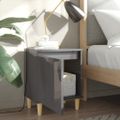 vidaXL Nočné stolíky 2 ks nohy z dreva lesklé sivé 40x30x50 cm
