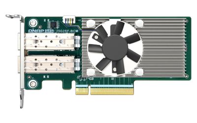 QNAP QXG-25G2SF-BCM Dual port na 25GbE Network adaptér, 2 x SFP28, Broadcom 57504 controller