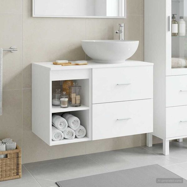 vidaXL Sada kúpeľňového nábytku 2 pcs Biela Kompozitné drevo