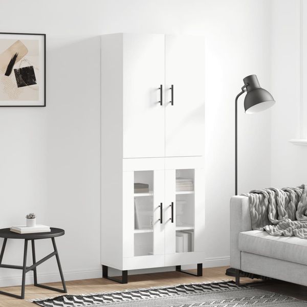 vidaXL Vysoká skrinka biela 69,5x34x180 cm spracované drevo