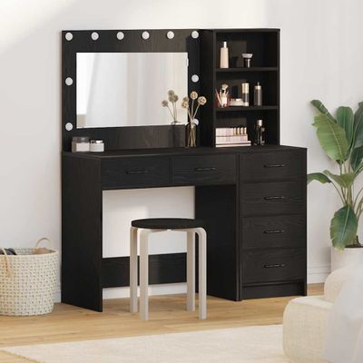 vidaXL Toaletný stolík Čierna 78.5 x 41 x 135 cm Kompozitné drevo