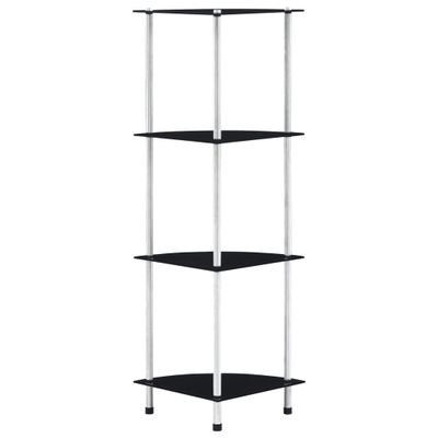 vidaXL Regál so 4 policami, čierny 30x30x100 cm, tvrdené sklo