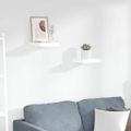 vidaXL Plávajúce nástenné police 2 ks, lesklé biele 23x23,5x3,8cm, MDF