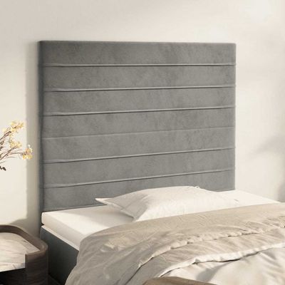 vidaXL Čelo postele svetlosivé 80x5x118/128 cm zamatové
