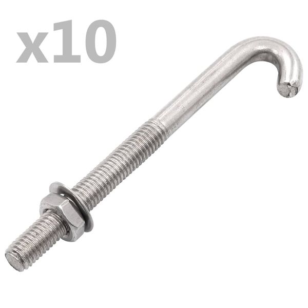 vidaXL Hákový šrób s maticou a podložkou M8x100 mm 25 sád