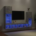 vidaXL 4-dielne TV nástenné skrinky s LED betónovo sivé kompozit.drevo