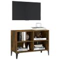 vidaXL TV stolík s kovovými nohami tmavý dub 69,5x30x50 cm