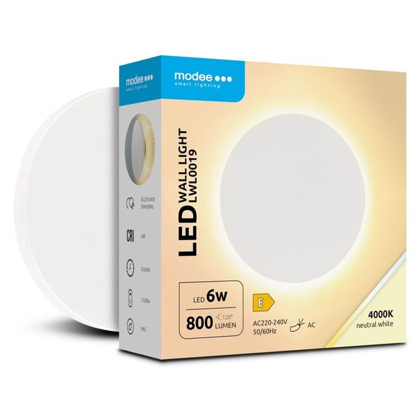 Modee LED biela okrúhla nástenná lampa 6W 800lm neutrálna biela (ML-LWL0019)