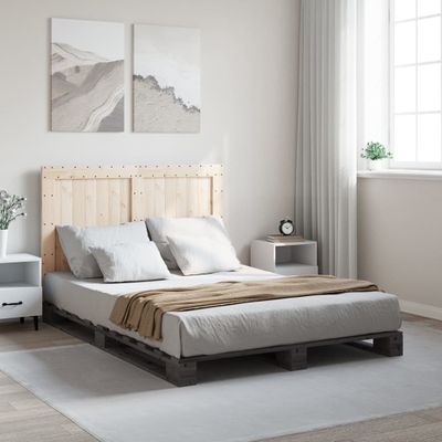 vidaXL Posteľný rám s čelom sivý 160x200 cm borovicový masív