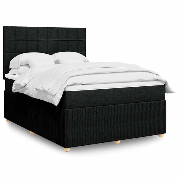 vidaXL Posteľný rám boxspring s matracom čierny 160x200 cm látka