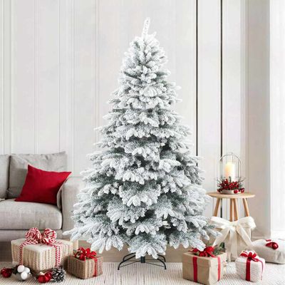 vidaXL Umelý vianočný stromček so snehovou pokrývkou Biela 210 cm
