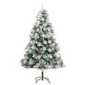 vidaXL Umelý vianočný stromček Zelená a biela 240 cm PVC, kov a plast