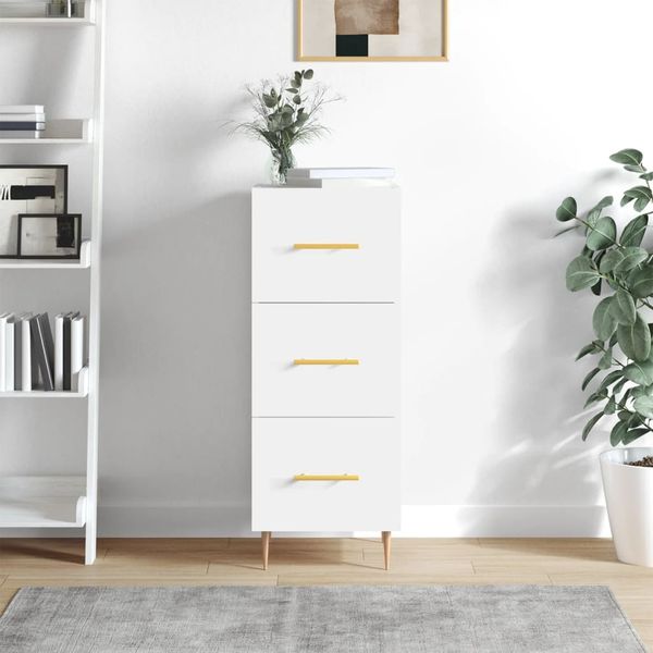 vidaXL Komoda biela 34,5x34x90 cm spracované drevo