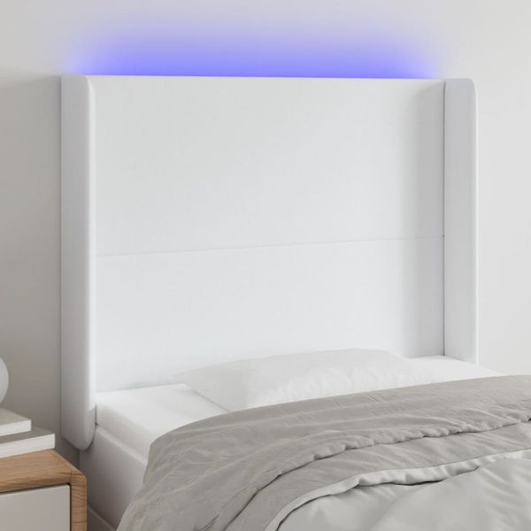 VidaXL Čelo postele biele 93x16x118/128 cm umelá koža