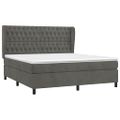 vidaXL Posteľný rám boxspring s matracom tmavosivý 180x200 cm zamat