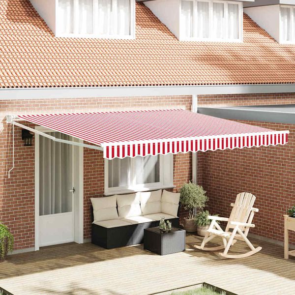 vidaXL Markíza Červená a Biela 400 × 300 cm Polyester a kov