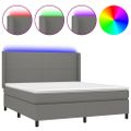 vidaXL Posteľ boxsping s matracom a LED tmavosivá 160x200 cm látka