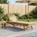 vidaXL Ležadlo s vankúšom 100% polyester a masívny teak