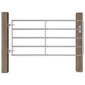 vidaXL Farmárska brána s 5 tyčami oceľová (95-170) x 90 cm strieborná