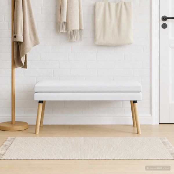 vidaXL Dvojvrstvová lavica Biela 110 x 40 x 47 cm Látka