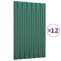 vidaXL Strešné panely 12 ks pozinkovaná oceľ zelená 60x36 cm