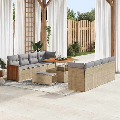 vidaXL Súprava záhradných pohoviek 12 pcs Beige a svetlo šedá