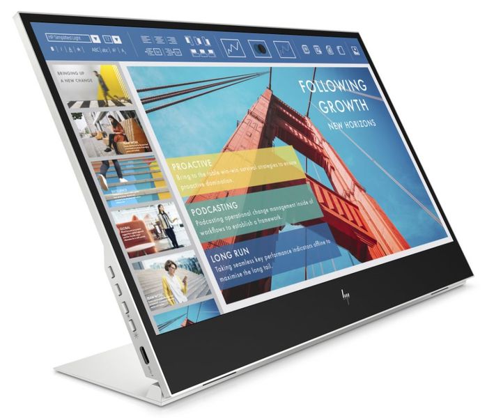 HP E14 G4 IPS FHD/400/800/2xUSB-C přenosný LED monitor, prenosný, 14" IPS, Full HD 1920x1080, 16:9, 5ms, 400cd/m2, 800:1, 2x USB typ C, cerno-stríbrný