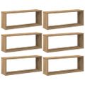 vidaXL Nástenné poličky v tvare kocky 6 ks 60x15x23cm kompozitné drevo