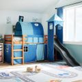 vidaXL Detská vyvýšená posteľ veža modrá 80x200 cm masívna borovica