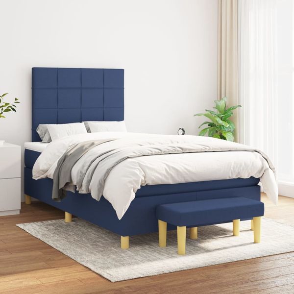 vidaXL Boxspring posteľ s matracom modrá 120x200 cm látka