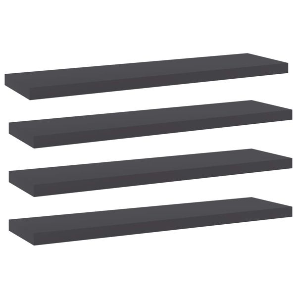 vidaXL Prídavné police 4 ks, sivé 40x10x1,5 cm, drevotrieska