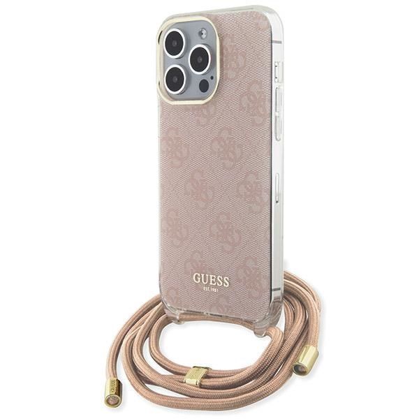 Puzdro Guess pre iPhone 15 Pro 6,1" GUHCP15LHC4SEP ružová HC CROSSBODY CORD 4G PRINT