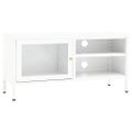 vidaXL TV skrinka biela 90x30x44 cm oceľ a sklo