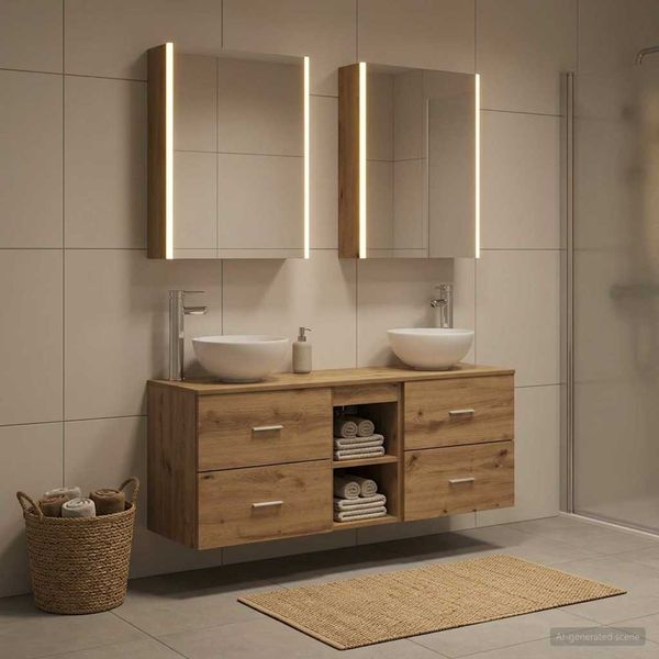 vidaXL Set kabinetov do kúpeľne 5 pcs Dub artisan 53 x 15,5 x 70 cm