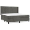 vidaXL Posteľný rám boxspring s matracom tmavosivý 160x200 cm zamat